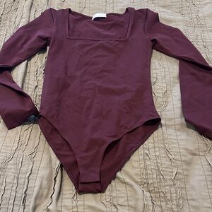 Elegant Burgundy /wine Long Sleeve Bodysuit